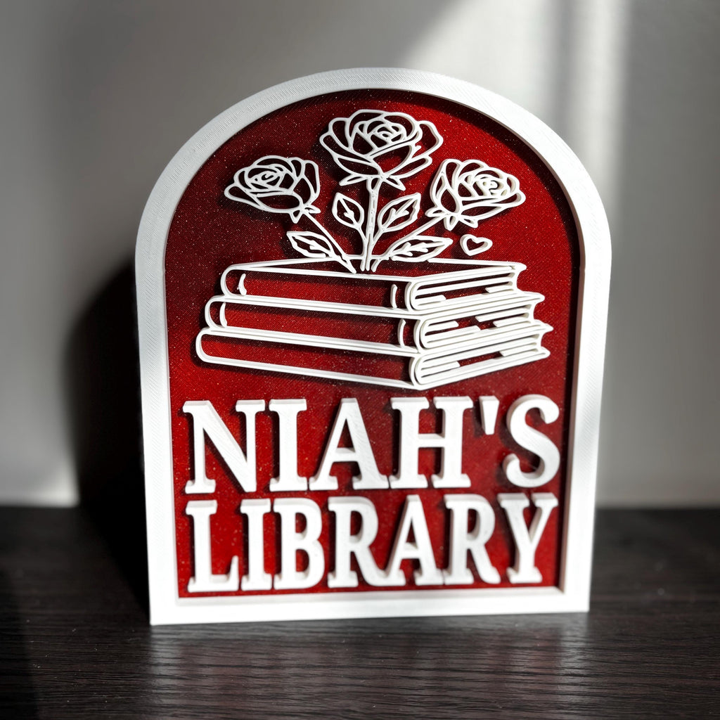 Personalized Library Sign, Custom Bookshelf Sign for Book Nook, Bookish Decor, Book Lover Gift, Readers Gift __etsy:7390197901