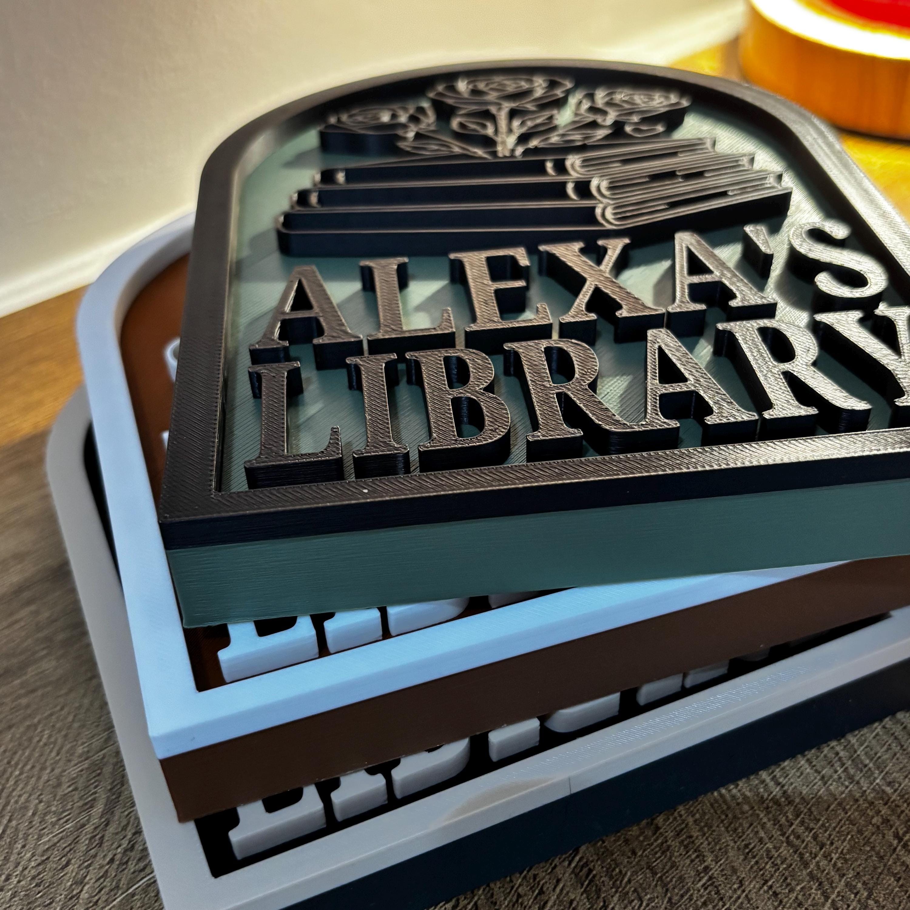 Personalized Library Sign, Custom Bookshelf Sign for Book Nook, Bookish Decor, Book Lover Gift, Readers Gift __etsy:7390200829
