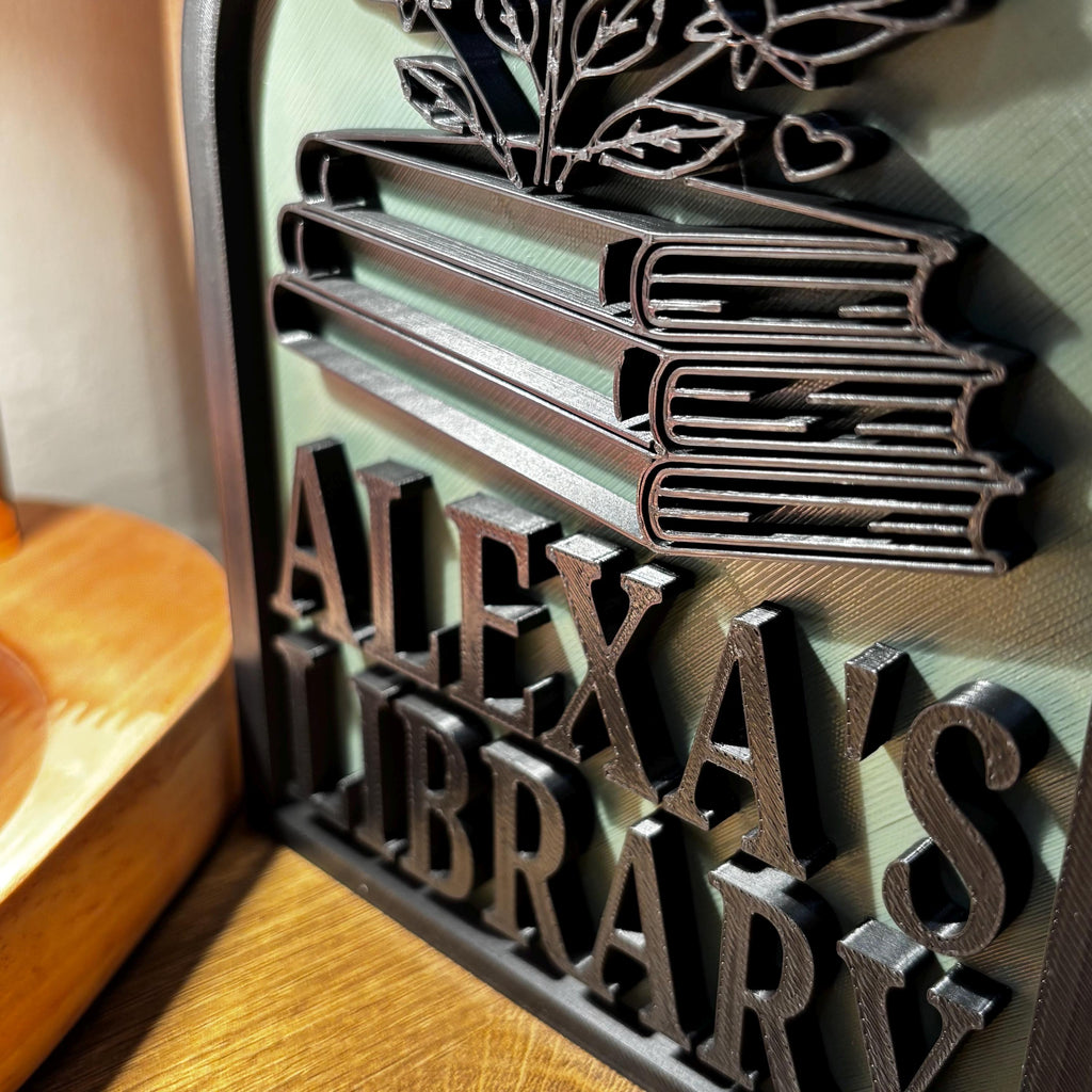 Personalized Library Sign, Custom Bookshelf Sign for Book Nook, Bookish Decor, Book Lover Gift, Readers Gift __etsy:7390200847