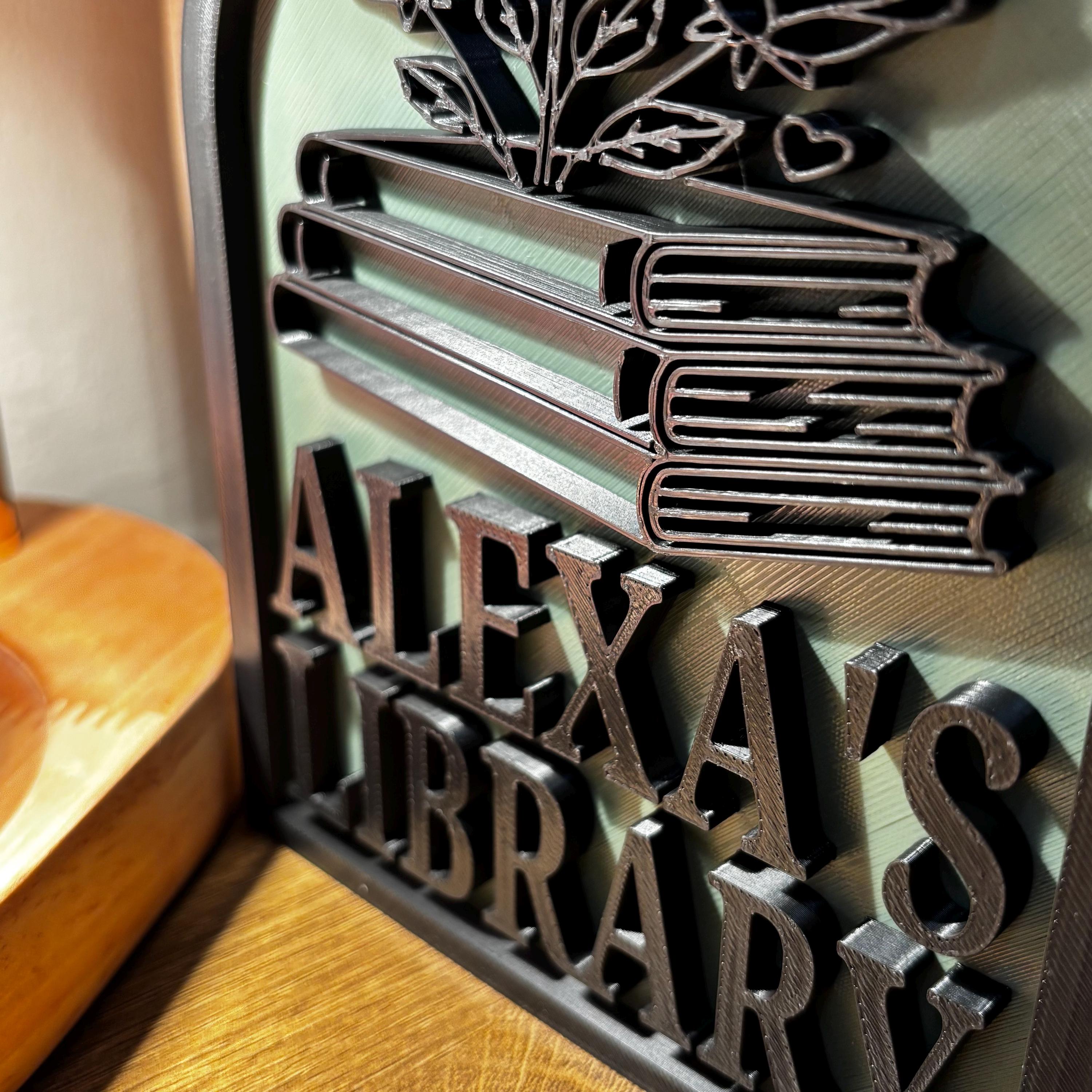 Personalized Library Sign, Custom Bookshelf Sign for Book Nook, Bookish Decor, Book Lover Gift, Readers Gift __etsy:7390200847