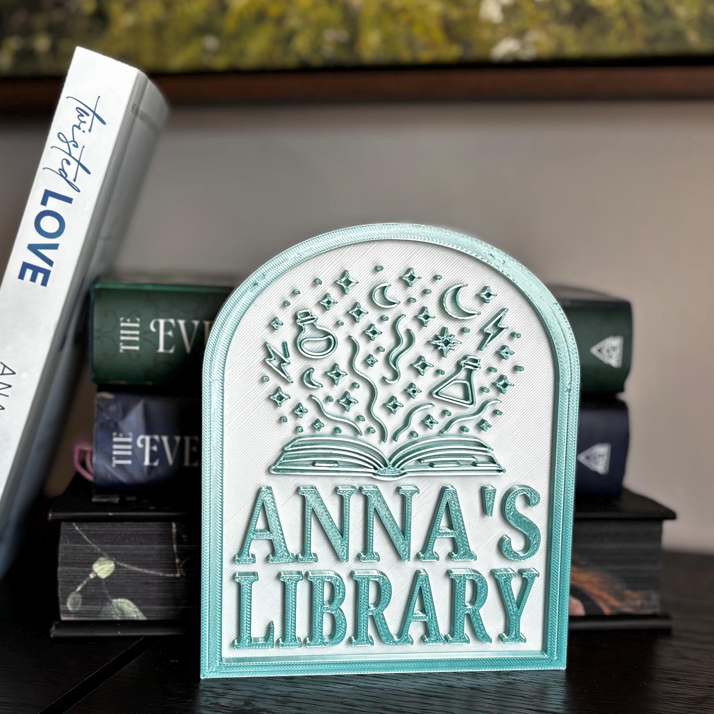 Personalized Library Sign, Custom Bookshelf Sign for Book Nook, Bookish Decor, Book Lover Gift, Readers Gift __etsy:7395828467