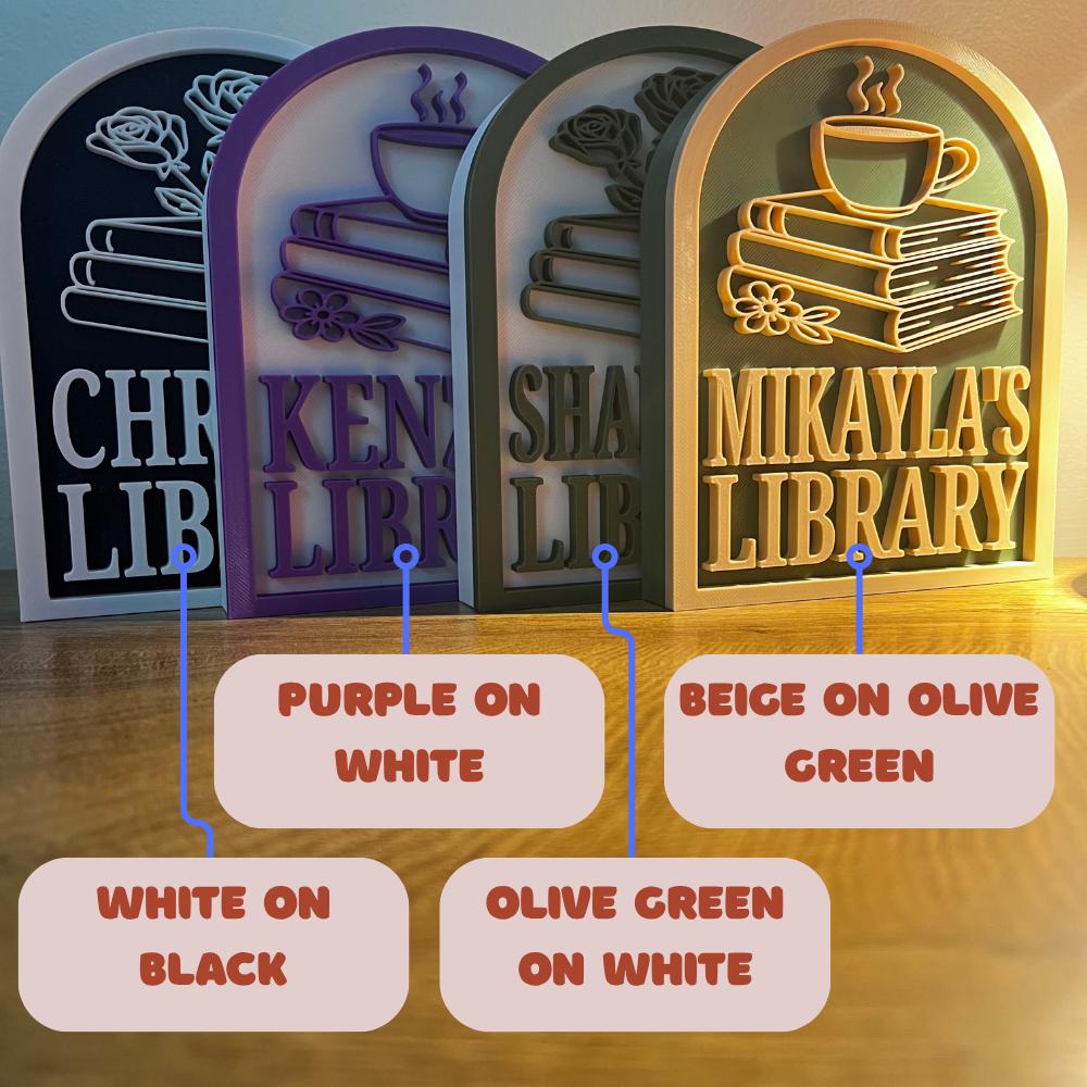 Personalized Library Sign, Custom Bookshelf Sign for Book Nook, Bookish Decor, Book Lover Gift, Readers Gift __etsy:7399680243
