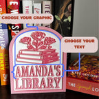 Personalized Library Sign, Custom Bookshelf Sign for Book Nook, Bookish Decor, Book Lover Gift, Readers Gift __etsy:7399682117