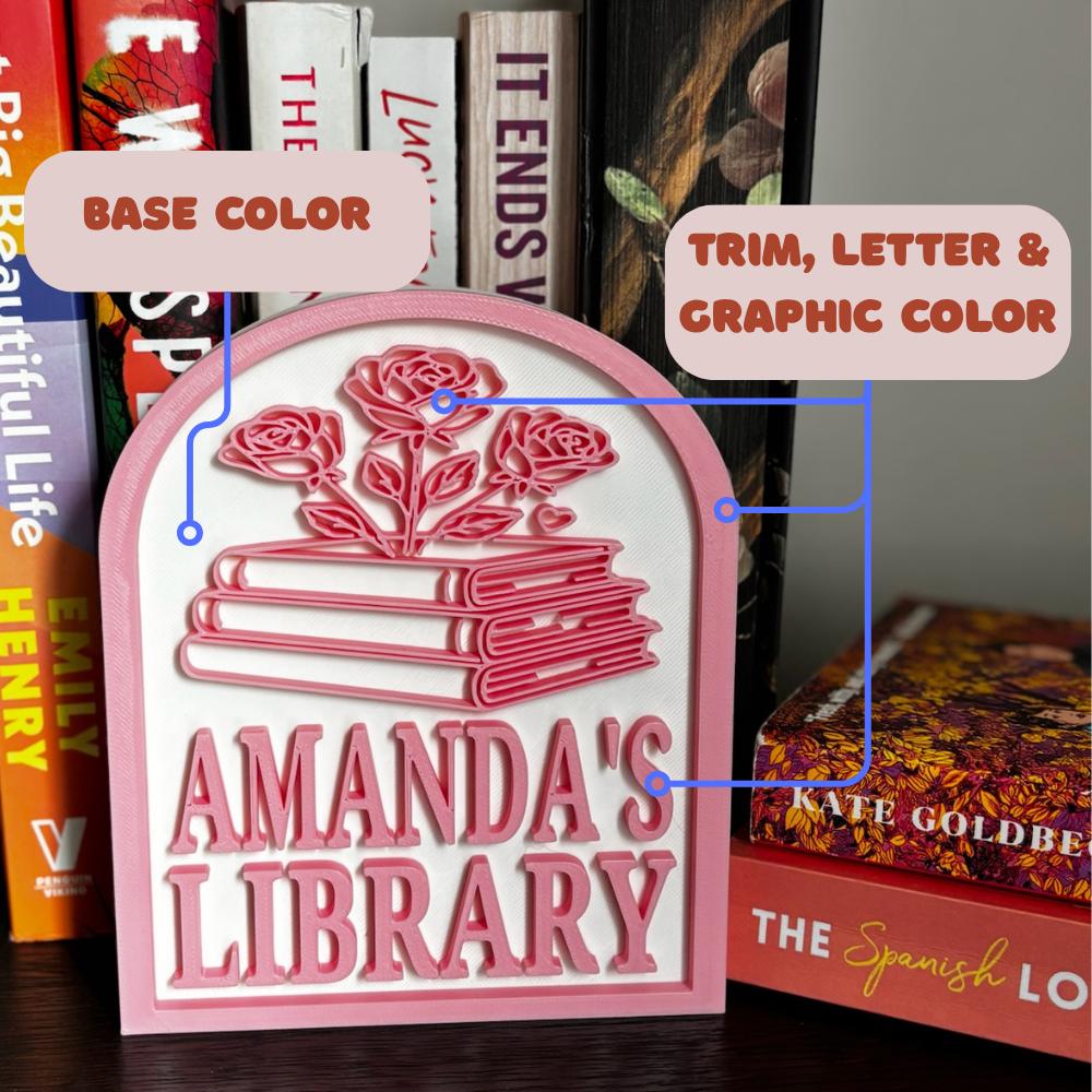 Personalized Library Sign, Custom Bookshelf Sign for Book Nook, Bookish Decor, Book Lover Gift, Readers Gift __etsy:7399682119