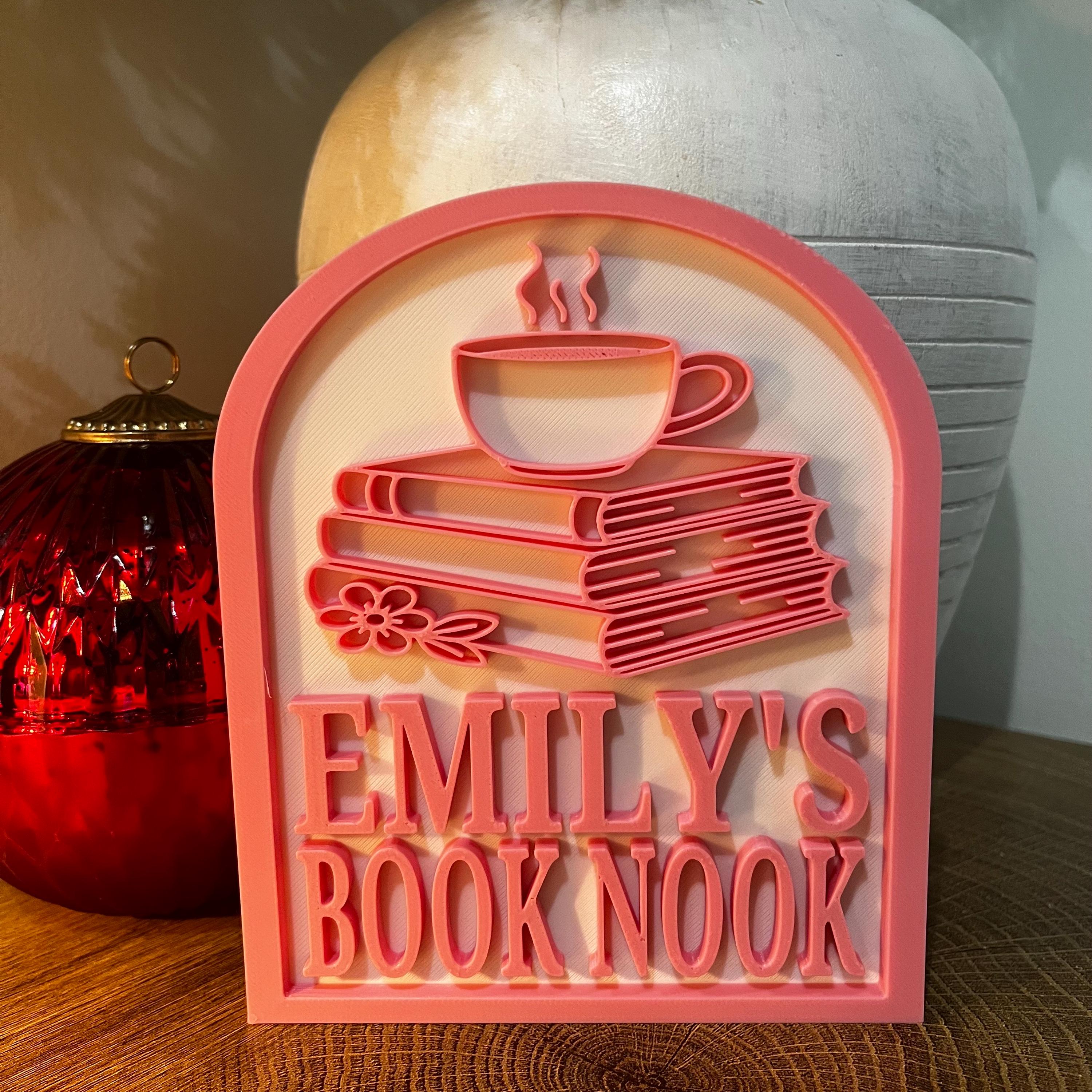 Personalized Book Nook Sign, Custom Bookshelf Sign for Library, Bookish Decor, Book Lover Gift, Readers Gift __etsy:7419516099
