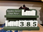 Arched Books Read 0-999 Counter: Bookworm Decor with Dice - Track Reading Progress with this Decorative Piece for Book Lovers __etsy:7661051285