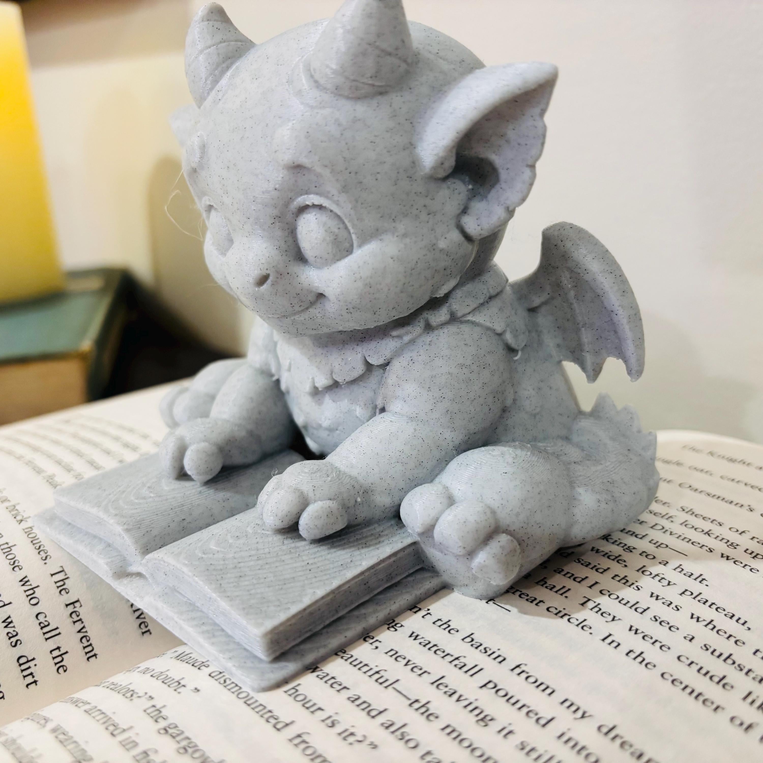 Cute Bartholomew Reading a Book, Stone Gargoyle, The Knight and the Moth __etsy:7673835782
