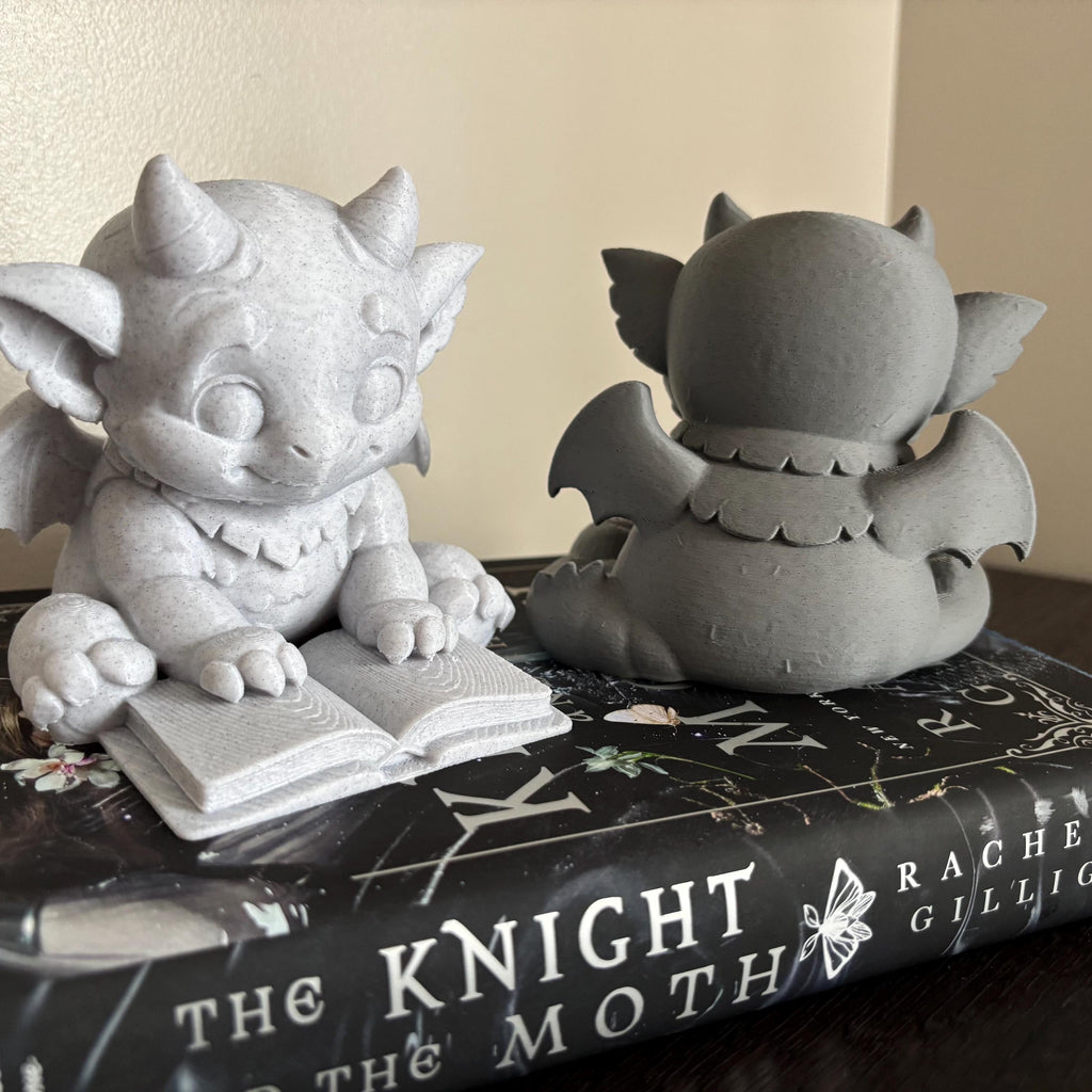 Cute Bartholomew Reading a Book, Stone Gargoyle, The Knight and the Moth __etsy:7696345568