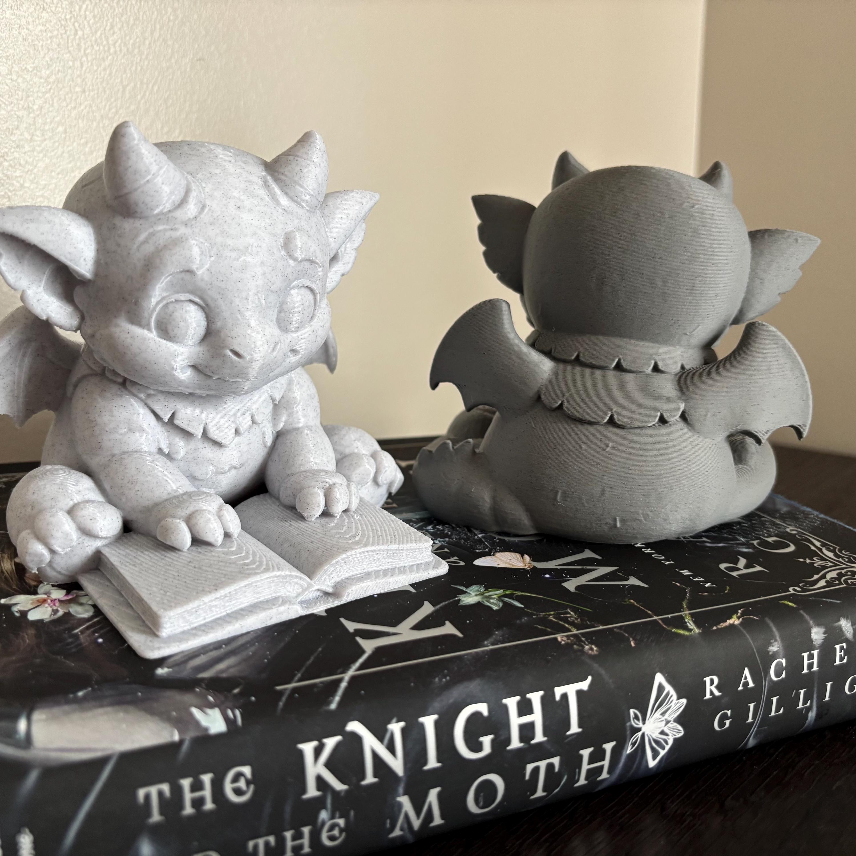 Cute Bartholomew Reading a Book, Stone Gargoyle, The Knight and the Moth __etsy:7696345568