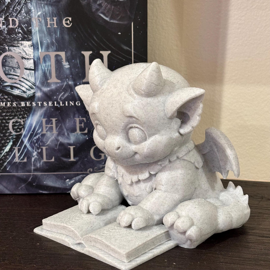 Cute Bartholomew Reading a Book, Stone Gargoyle, The Knight and the Moth __etsy:7721789487