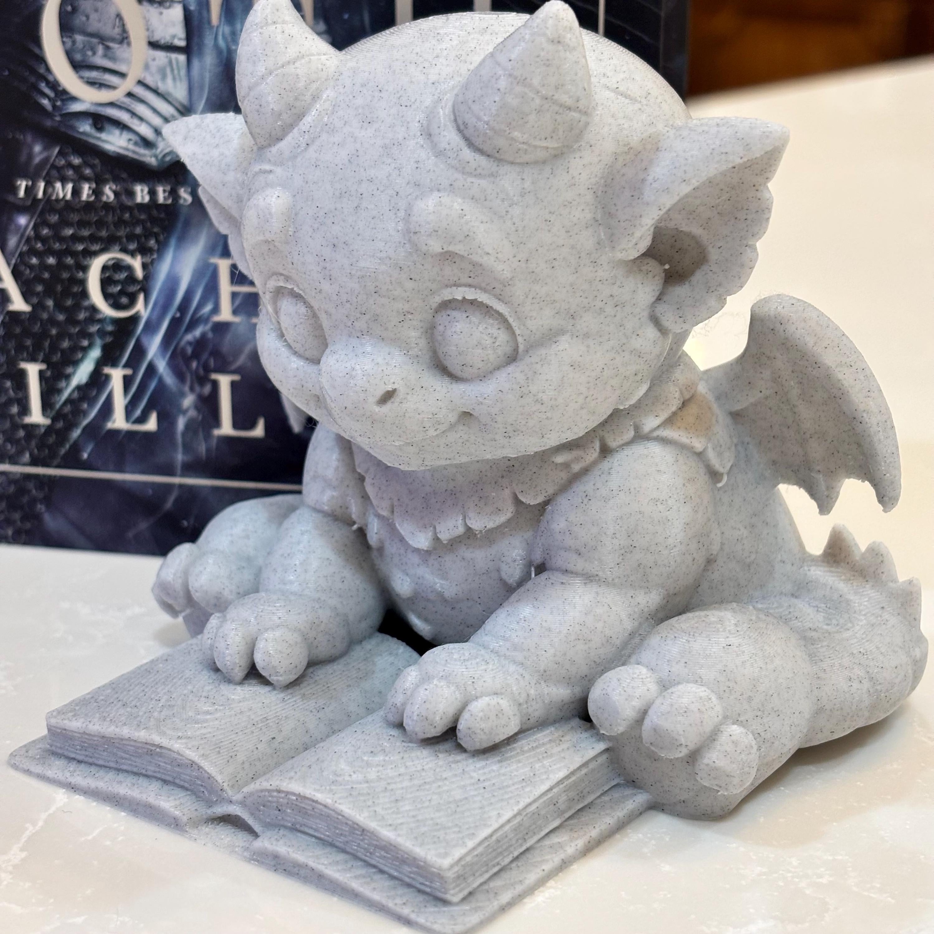 Cute Bartholomew Reading a Book, Stone Gargoyle, The Knight and the Moth __etsy:7721789489