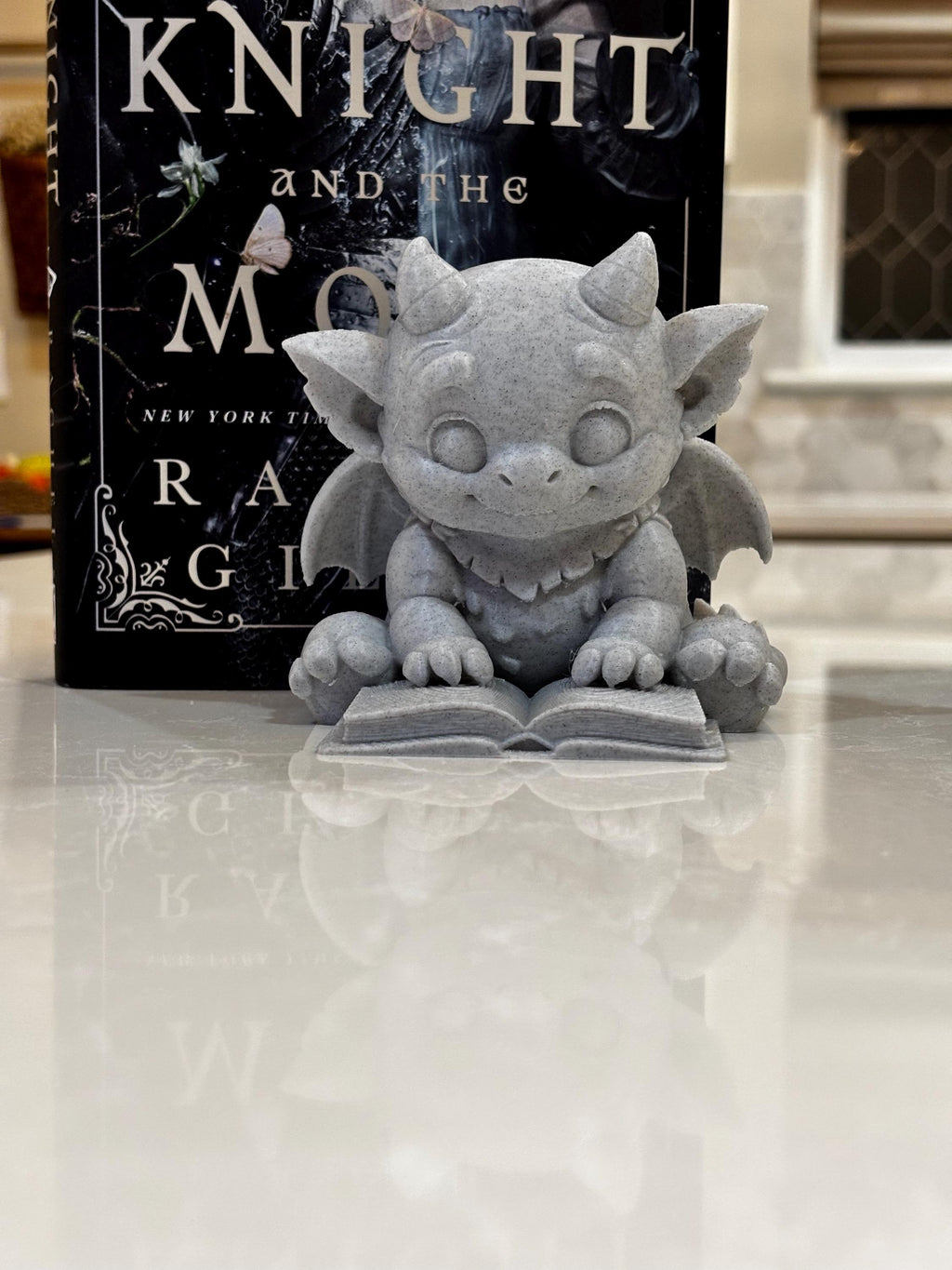 Cute Bartholomew Reading a Book, Stone Gargoyle, The Knight and the Moth __etsy:7721789497