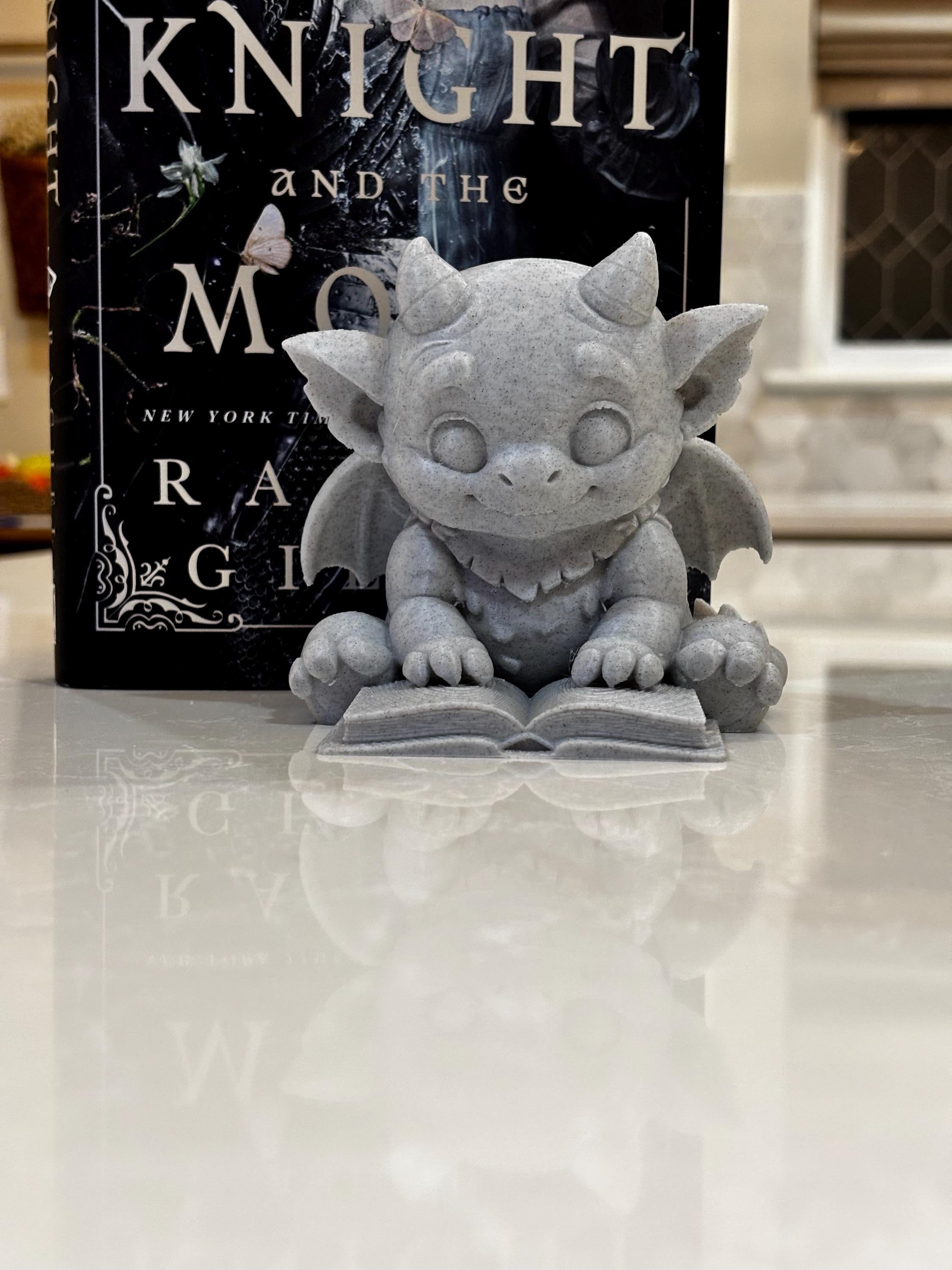 Cute Bartholomew Reading a Book, Stone Gargoyle, The Knight and the Moth __etsy:7721789497