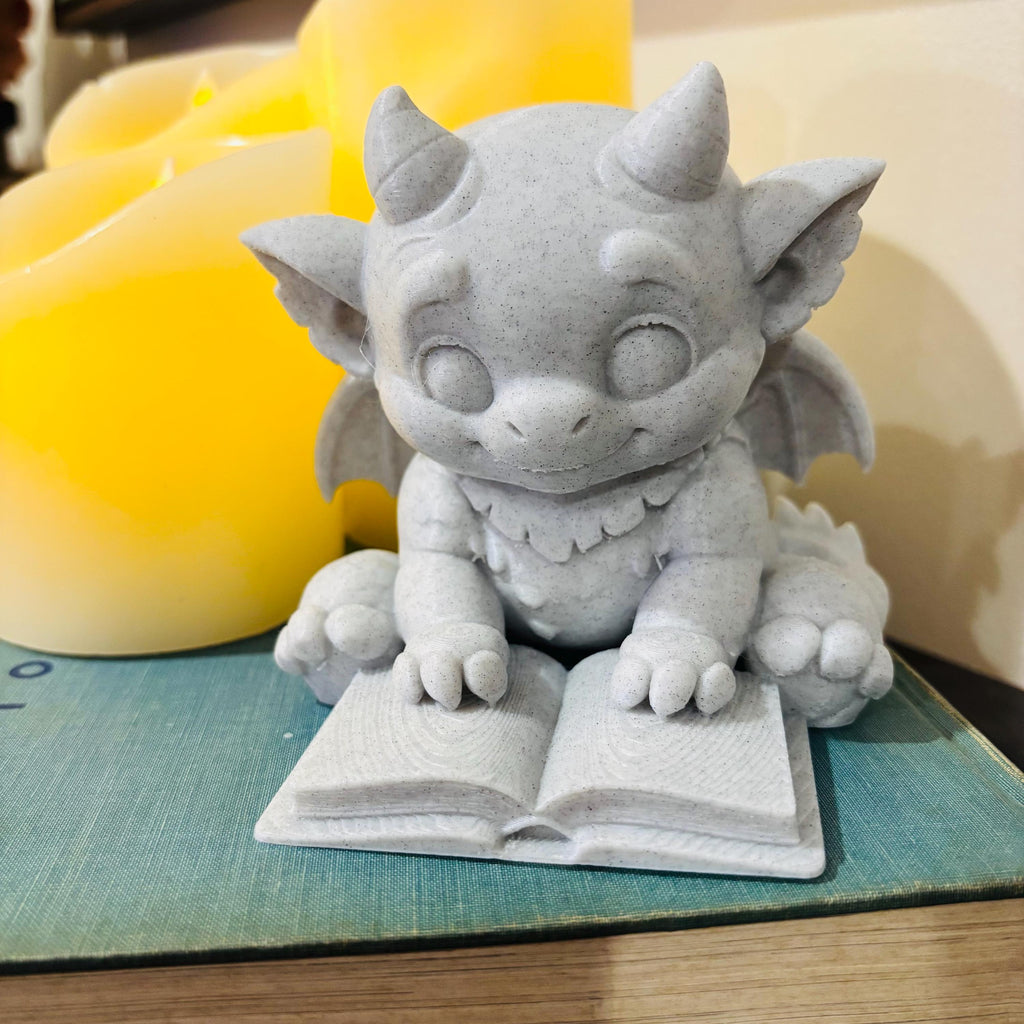 Cute Bartholomew Reading a Book, Stone Gargoyle, The Knight and the Moth __etsy:7721789503