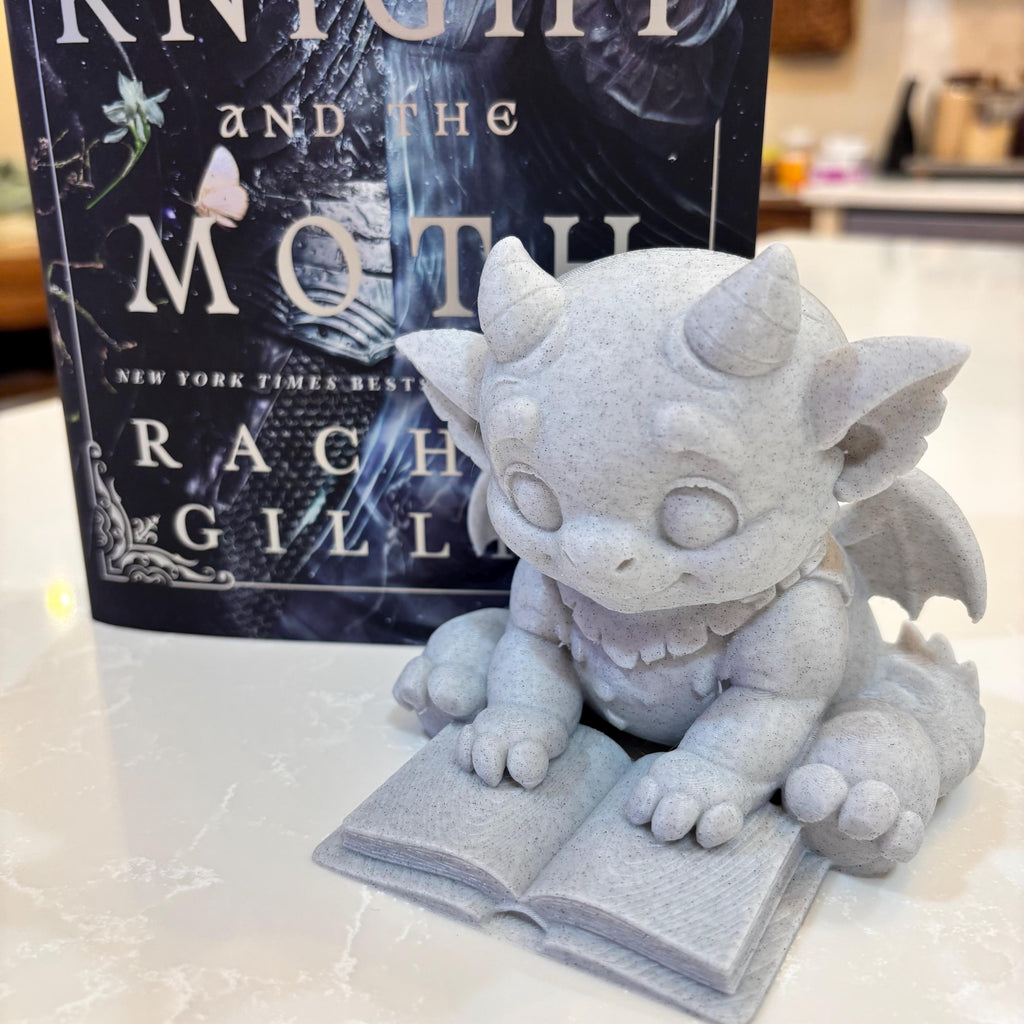 Cute Bartholomew Reading a Book, Stone Gargoyle, The Knight and the Moth __etsy:7721789505