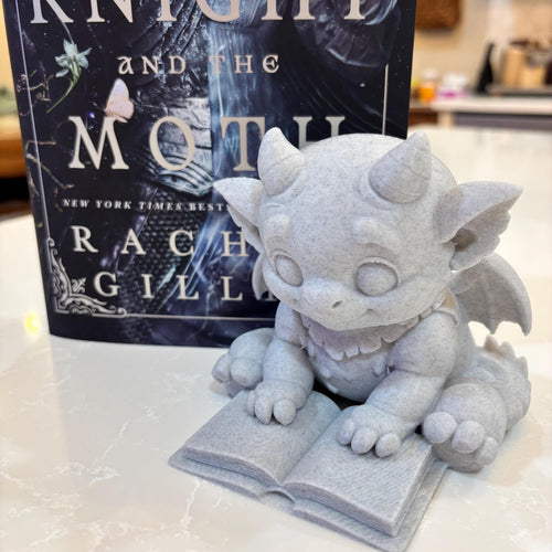 Cute Bartholomew Reading a Book, Stone Gargoyle, The Knight and the Moth __etsy:7721789505