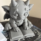 Cute Bartholomew Reading a Book, Stone Gargoyle, The Knight and the Moth __etsy:7744291965