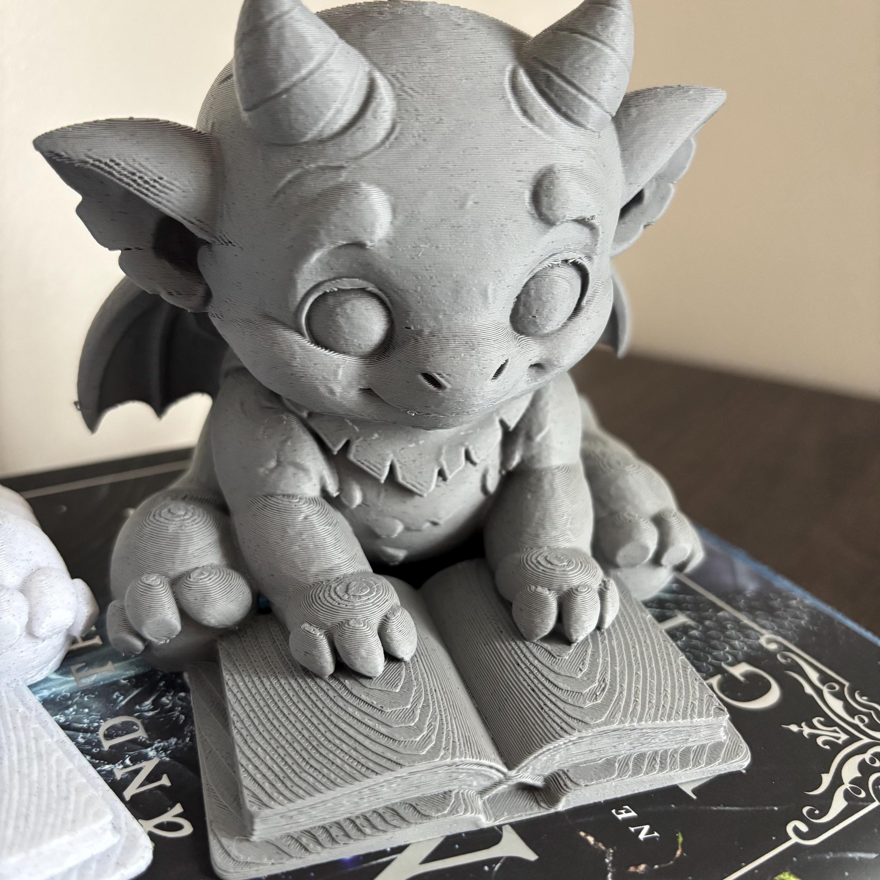 Cute Bartholomew Reading a Book, Stone Gargoyle, The Knight and the Moth __etsy:7744291965
