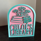 Personalized Library Sign, Custom Bookshelf Sign for Book Nook, Bookish Decor, Book Lover Gift, Readers Gift __etsy:7870562676