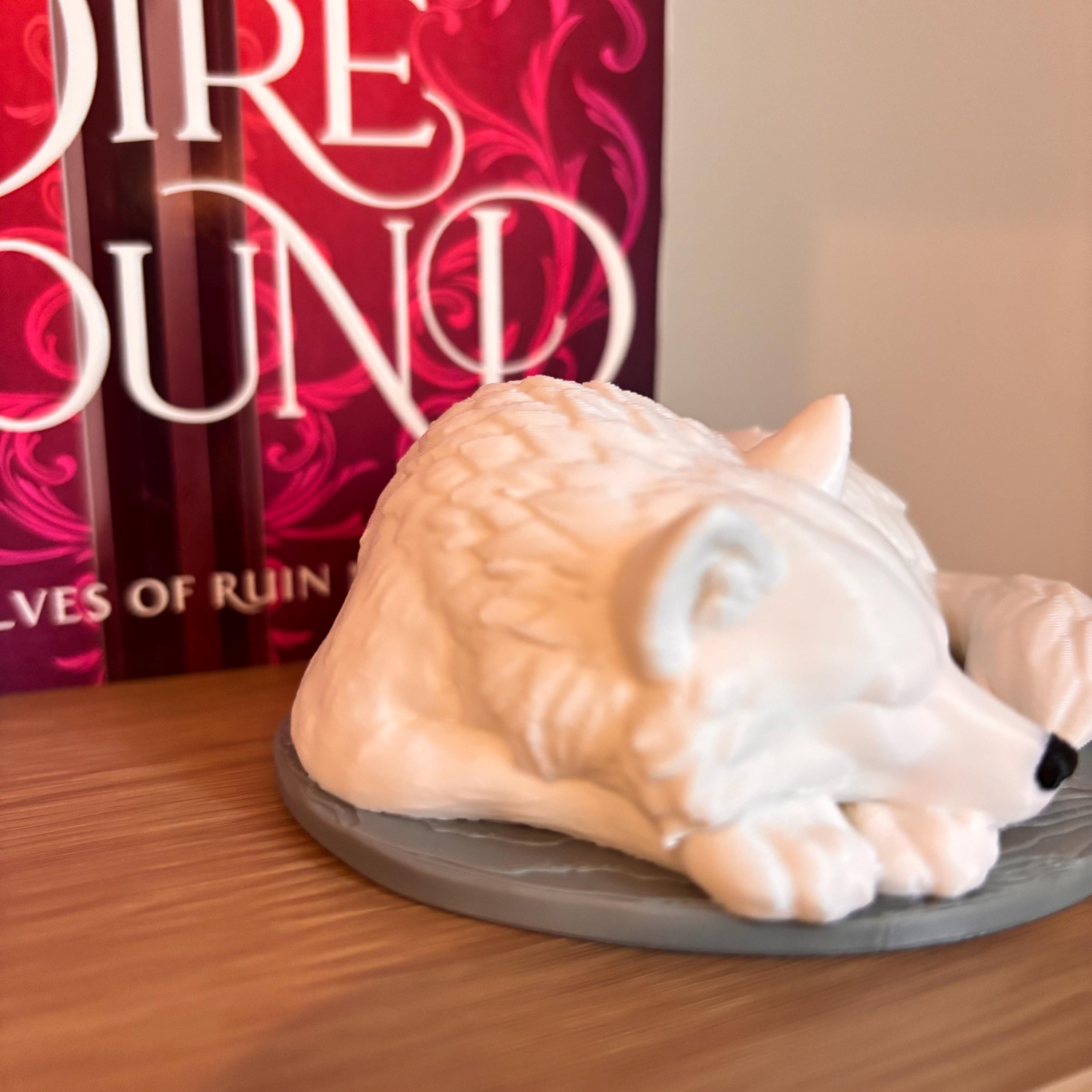 Sleeping Direwolf Figurine | Bookshelf Direwolves | Dog Wolves | Anassa Cratos Vienna Decor | Direbound Fury Bound | Meryn Cooper __etsy:7984433648