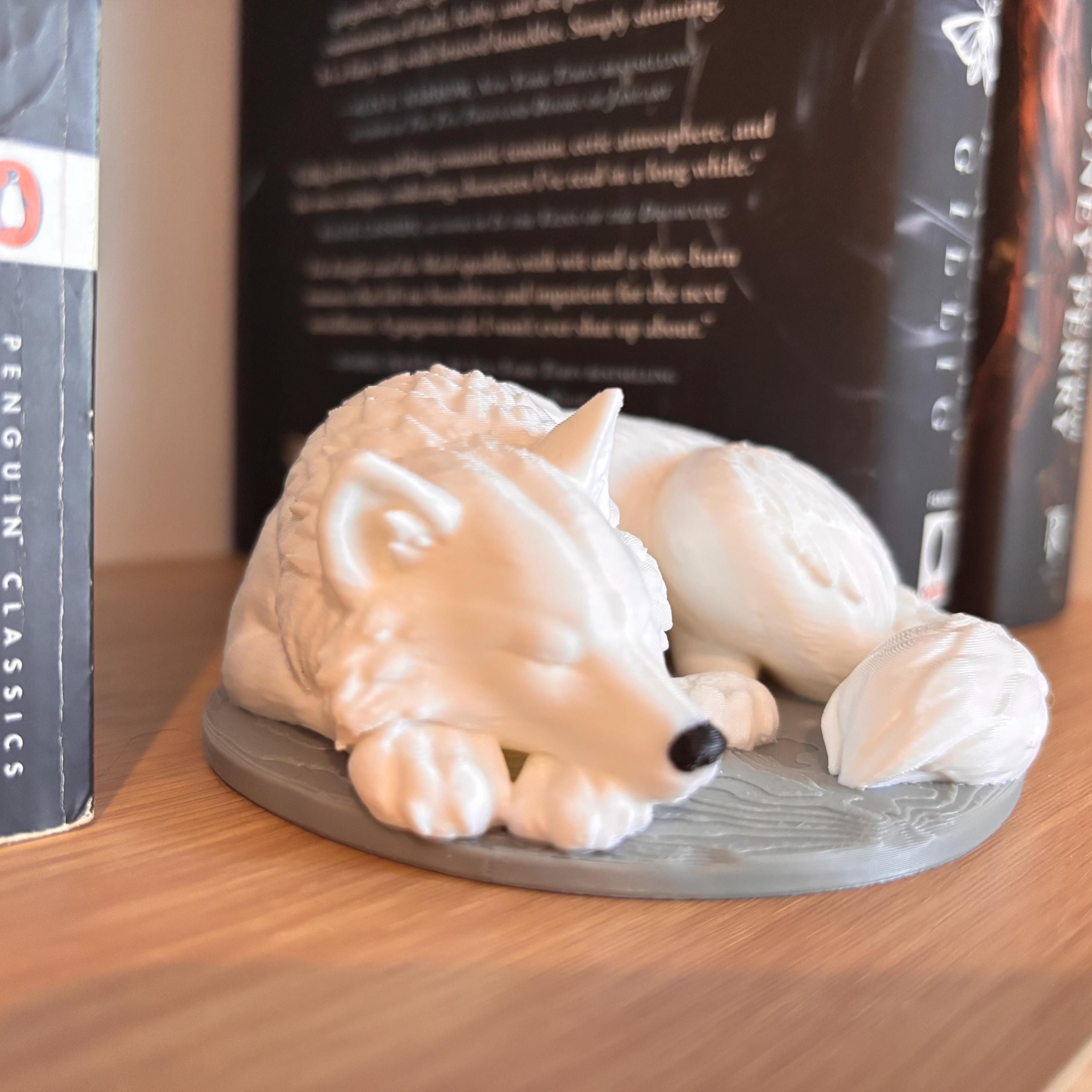 Sleeping Direwolf Figurine | Bookshelf Direwolves | Dog Wolves | Anassa Cratos Vienna Decor | Direbound Fury Bound | Meryn Cooper __etsy:8032376763