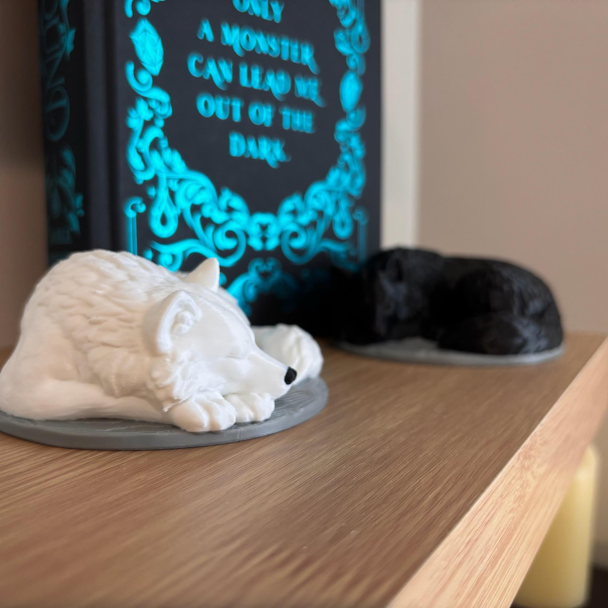 Sleeping Direwolf Figurine | Bookshelf Direwolves | Dog Wolves | Anassa Cratos Vienna Decor | Direbound Fury Bound | Meryn Cooper __etsy:8069294307