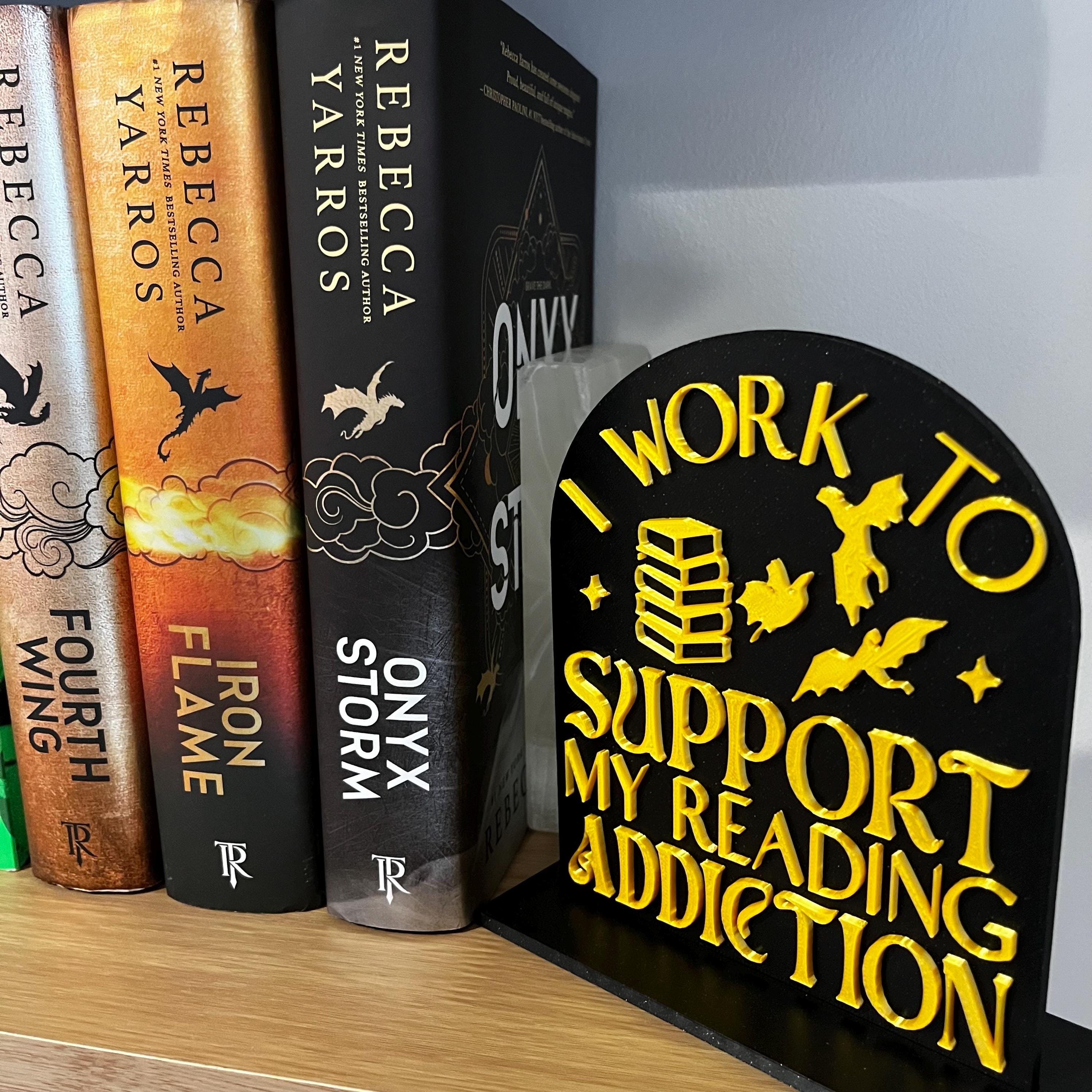 Custom Library Sign for Bookshelf, Work to Support My Reading Addiction, Personalized Book Nook Decor, Fantasy Bookshelf Sign, Reading Nook