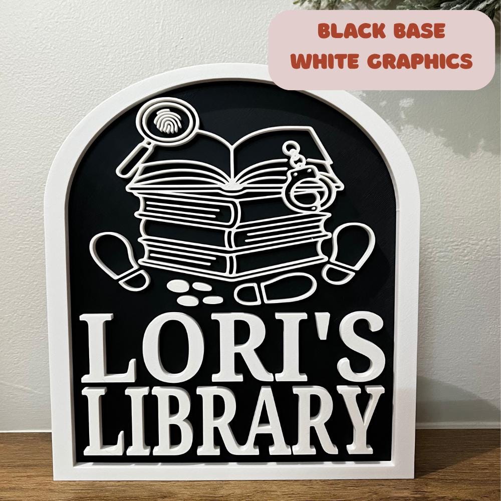 Personalized Library Sign, Custom Bookshelf Sign for Book Nook, Bookish Decor, Book Lover Gift, Readers Gift __etsy:8105255810