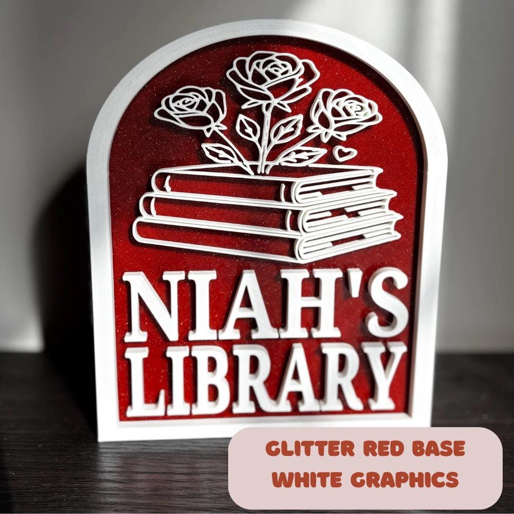 Personalized Library Sign, Custom Bookshelf Sign for Book Nook, Bookish Decor, Book Lover Gift, Readers Gift __etsy:8105255814