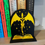 Custom Library Sign for Bookshelf, Dragon Flying From Book, Personalized Book Nook Decor, Fantasy Bookshelf Sign, Reading Nook