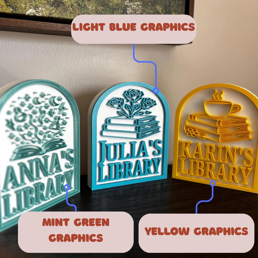 Personalized Library Sign, Custom Bookshelf Sign for Book Nook, Bookish Decor, Book Lover Gift, Readers Gift __etsy:8153162897