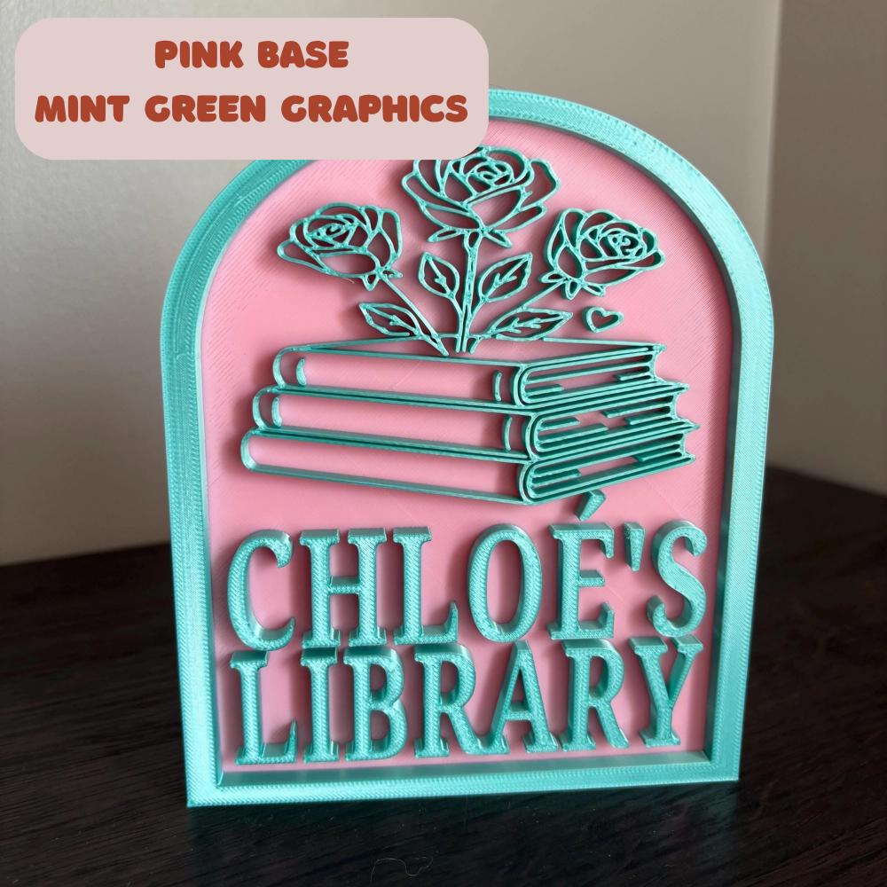 Personalized Library Sign, Custom Bookshelf Sign for Book Nook, Bookish Decor, Book Lover Gift, Readers Gift __etsy:8153162903
