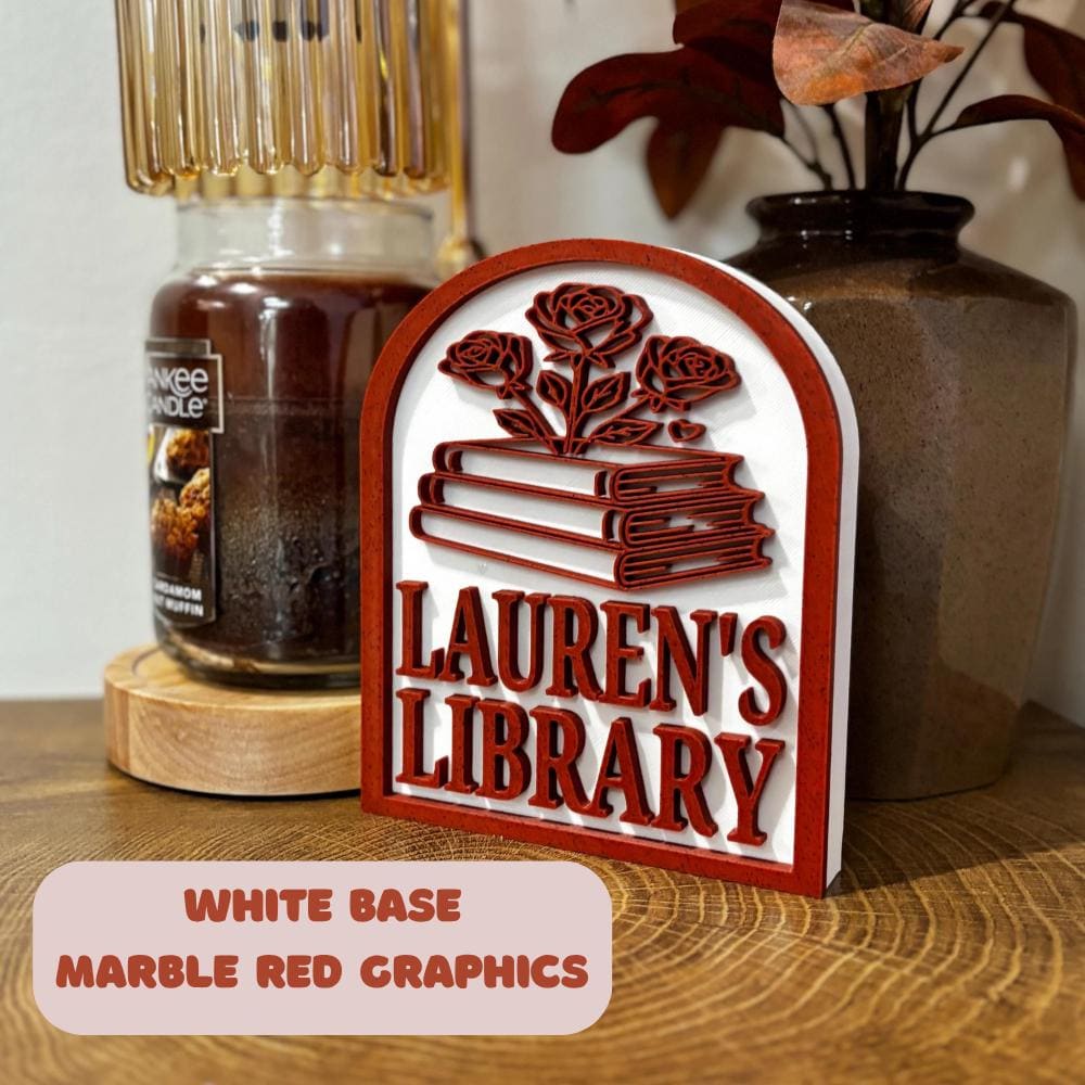 Personalized Library Sign, Custom Bookshelf Sign for Book Nook, Bookish Decor, Book Lover Gift, Readers Gift __etsy:8153162905