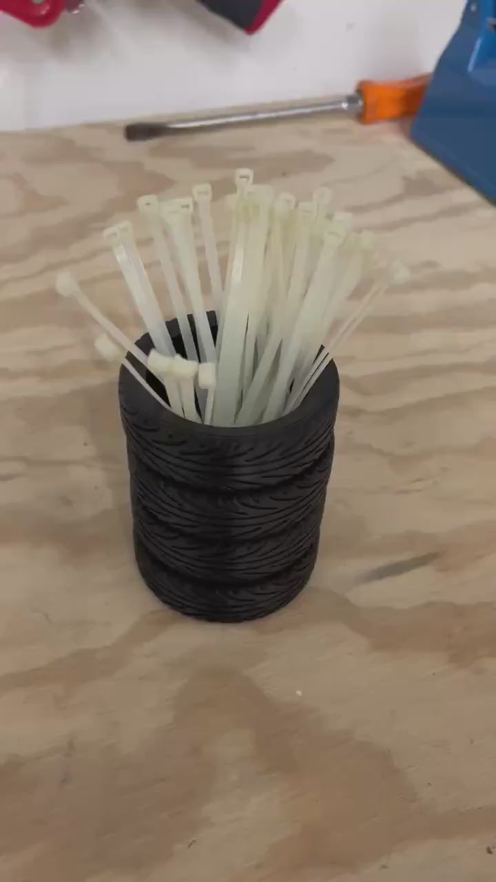 Tire Stack Pen Holder: Car Guy Desk Organizer